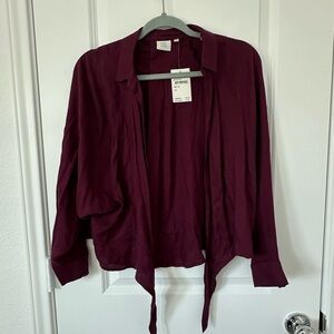 Good Luck Gem Maroon Front Tie Collared shirt